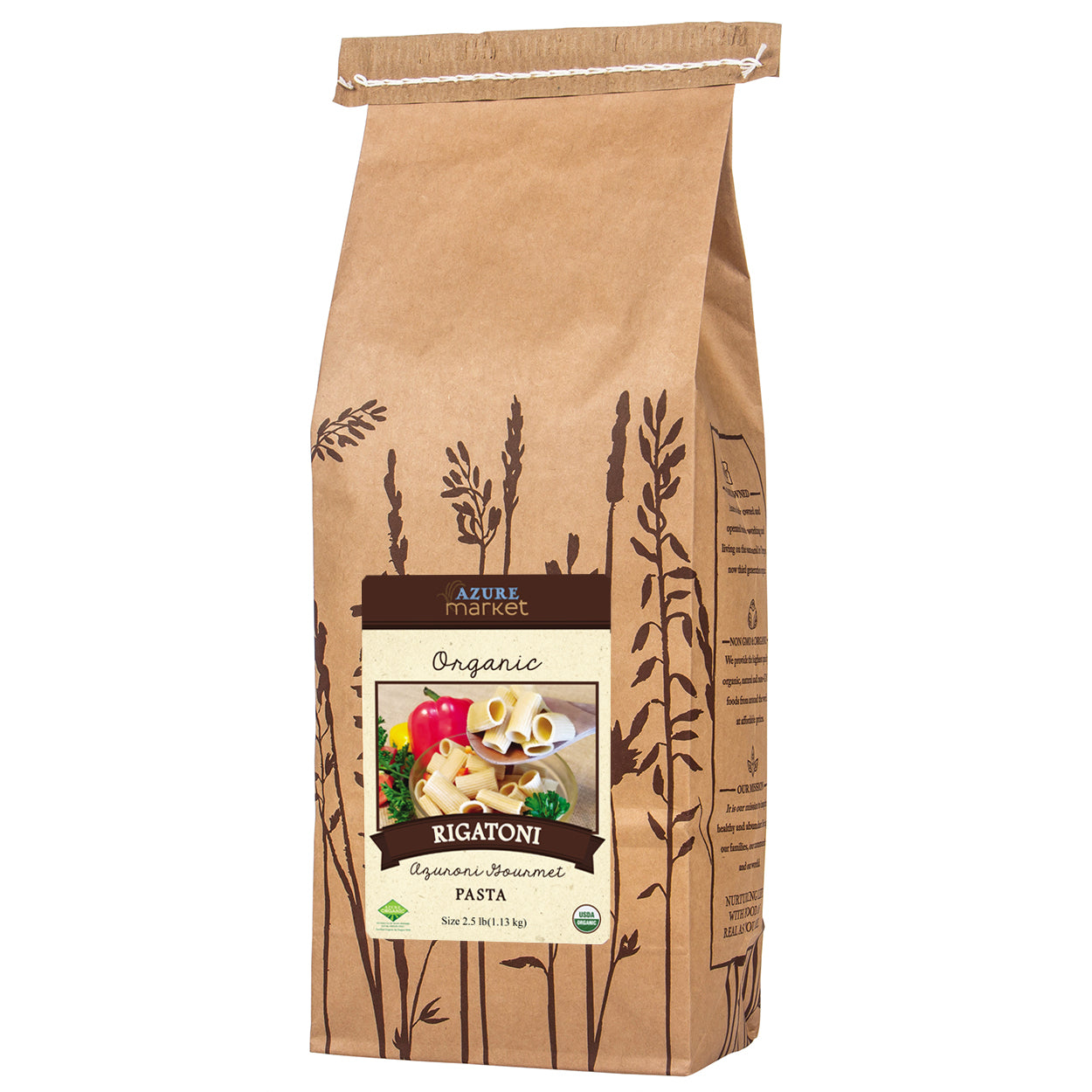 Azure Market Organics Rigatoni Azuroni Gourmet Pasta, Organic Manna