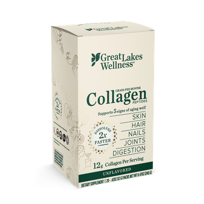 Great Lakes Wellness Collagen Peptides, Quick Dissolve Unflavored, Single Serve Sticks