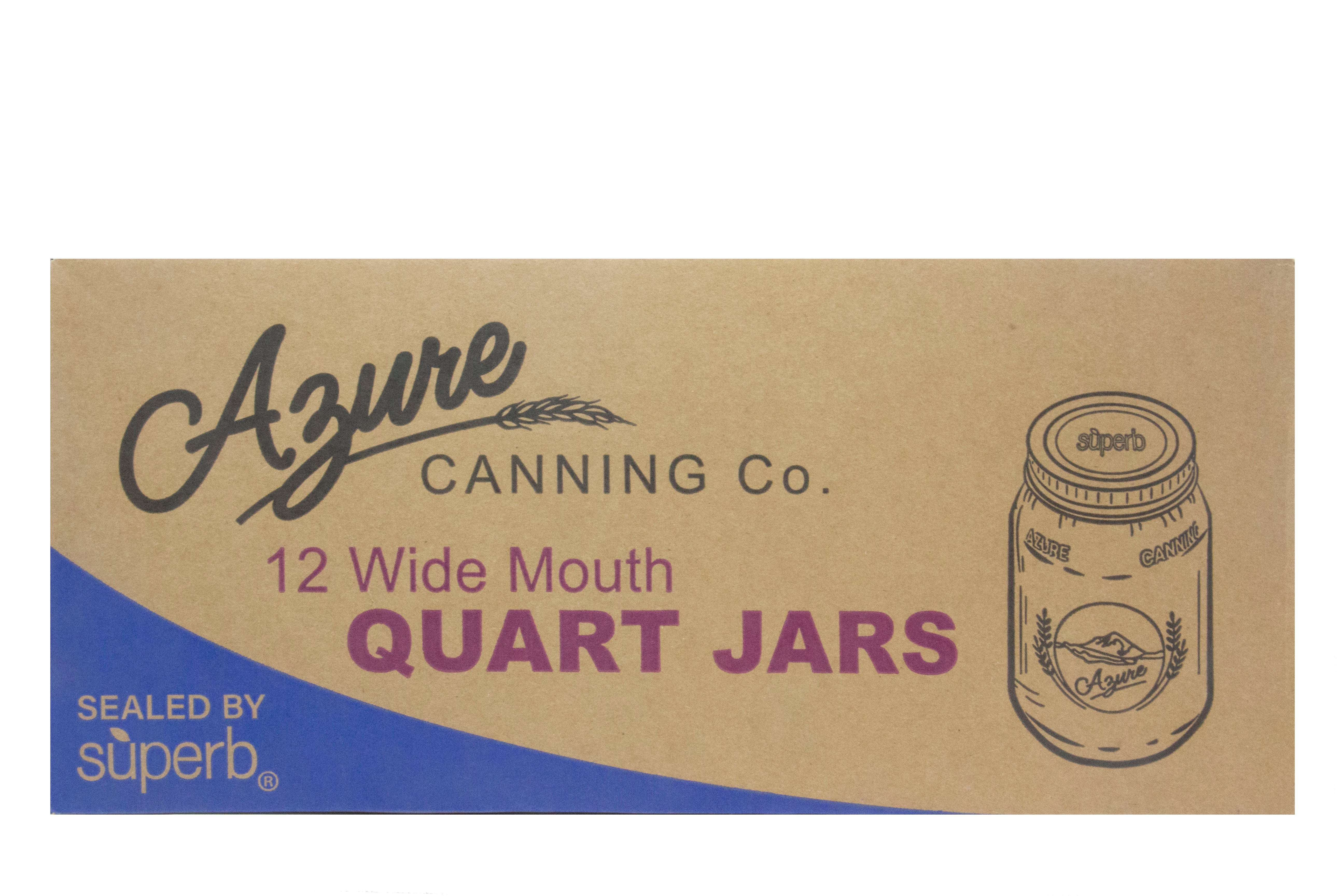 Azure Canning Co. Canning Jars, Quart, Wide Mouth (with lids & bands