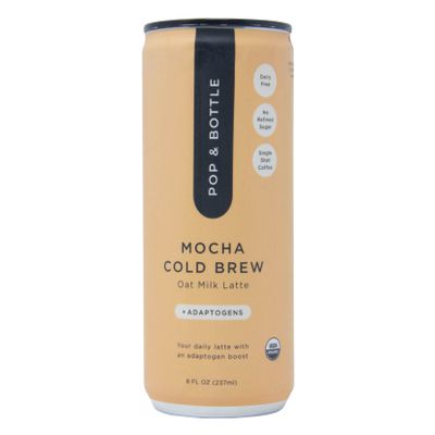 POP & BOTTLE Cold Brew Oat Milk Latte + Adaptogens, Mocha, Organic