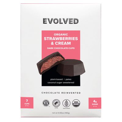 Evolved Chocolate Dark Chocolate Cups, Strawberries & Cream, Dairy Free, Organic