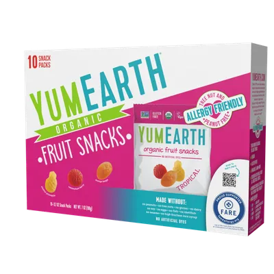 Yum Earth Fruit Snacks, Tropical, Snack Pack, Organic