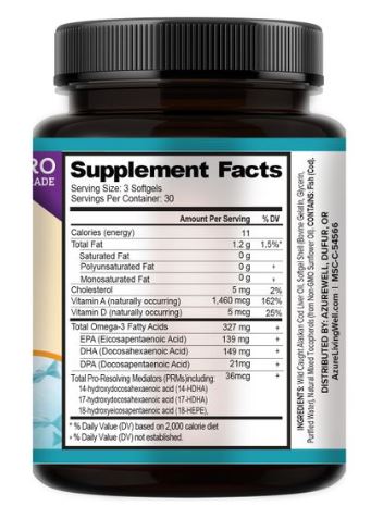 AzureWell Alaskan Cod Liver Oil, Softgels