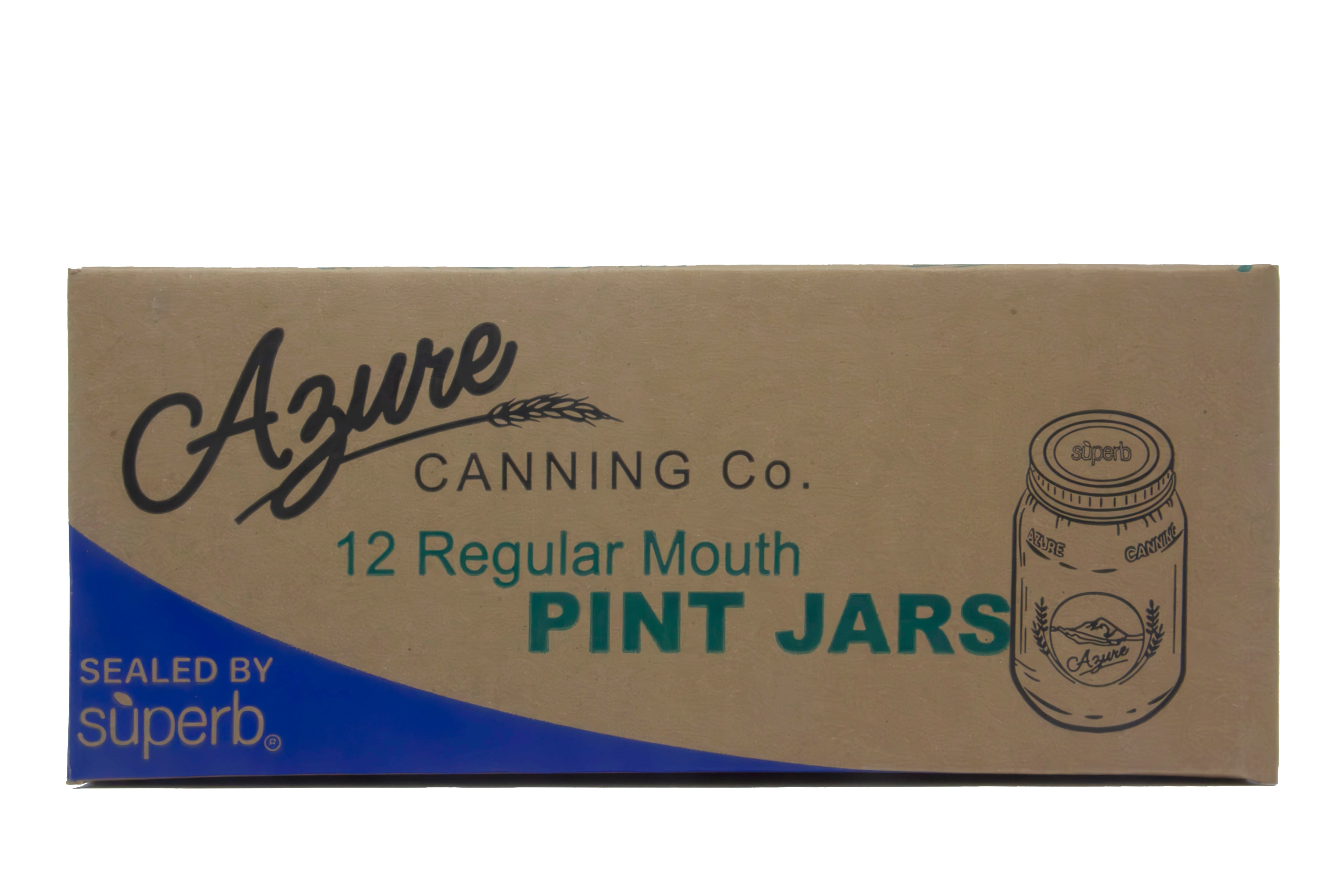 Azure Canning Co. Canning Jars, Pint, Regular (with lids & bands
