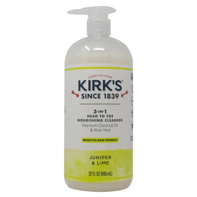 Kirk's Body Wash, 3 in 1 Head to Toe Nourishing Cleanser, Juniper & Lime