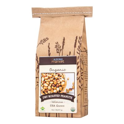 Azure Market Organics Peanuts, Dry Roasted, Valencia, Domestic, Organic