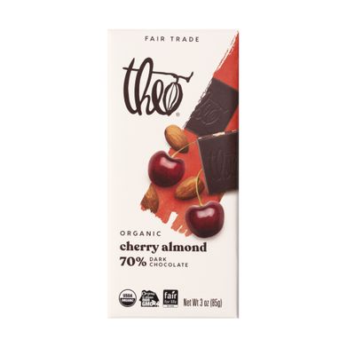 Theo Chocolate Bar, Cherry Almond, Dark, 70%, Organic