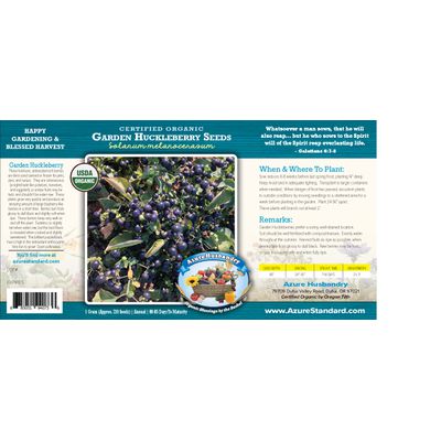 Azure Husbandry Garden Huckleberry Seed, Organic