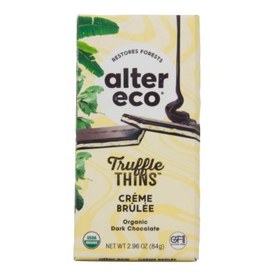 Alter Eco Truffle Thins, Dark Chocolate Bar, Crème Brulee, Organic