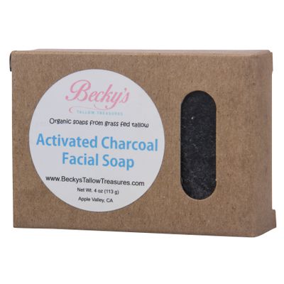 Becky's Tallow Treasures Facial Soap, Grass-Fed Tallow, Activated Charcoal