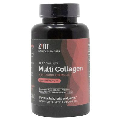 Zint Complete Multi Collagen Capsules for skin, hair, nails, and joints with anti-aging formula and enhanced absorption enzymes.