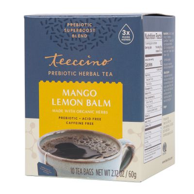 Teeccino Mango Lemon Balm, Prebiotic Herbal Tea, Organic