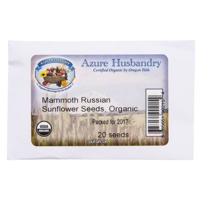 Azure Husbandry Mammoth Russian Sunflower Seed, Organic