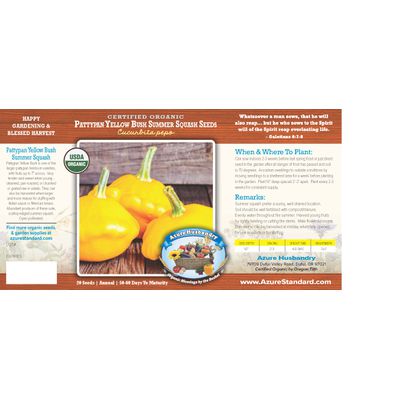 Azure Husbandry Pattypan Yellow Bush Summer Squash Seed, Organic