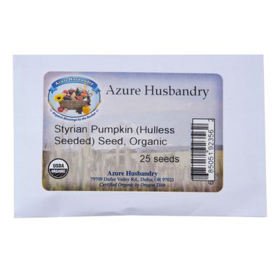 Azure Husbandry Styrian Pumpkin (Hulless Seeded) Seed, Organic