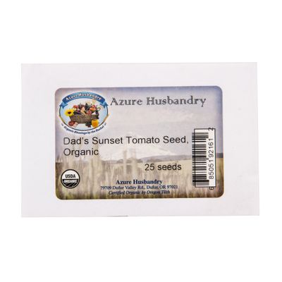 Azure Husbandry Dad's Sunset Tomato Seed, Organic