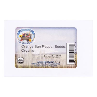 Azure Husbandry Orange Sun Sweet Pepper Seed, Organic