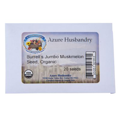 Azure Husbandry Burrell's Jumbo Muskmelon Seed, Organic