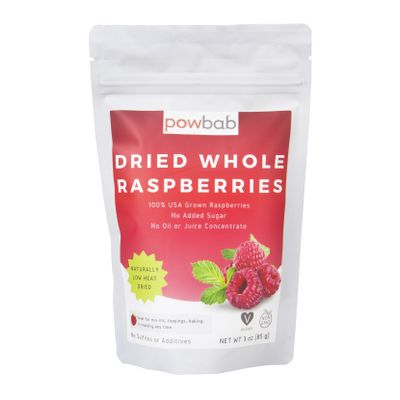 Powbab Raspberries Whole, Dried