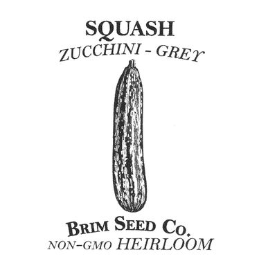 Brim Seed Co. Squash, Zucchini, Grey, Heirloom Seed