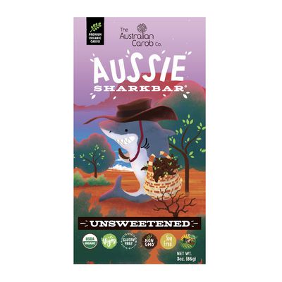 Carobou Aussie SharkBar, Carob Bar, Unsweetened, Organic