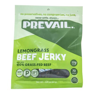 PREVAIL Beef Jerky, Lemongrass, 100% Grass-Fed