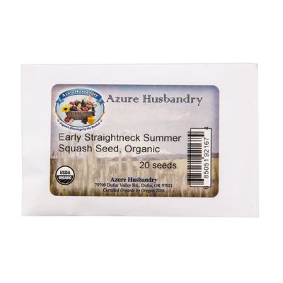 Azure Husbandry Early Straightneck Summer Squash Seed, Organic