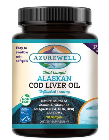 AzureWell Alaskan Cod Liver Oil, Softgels