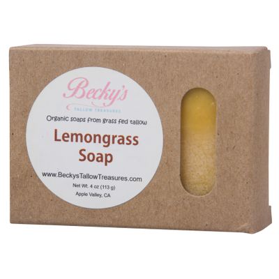 Becky's Tallow Treasures Bar Soap, Grass-Fed Tallow, Lemongrass