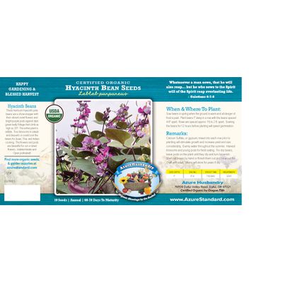 Azure Husbandry Hyacinth Bean Seed, Organic