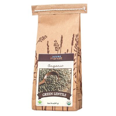 Azure Market Organics Lentils, Green, Organic