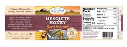 Azure Market Honey, Raw, Unheated, Mesquite